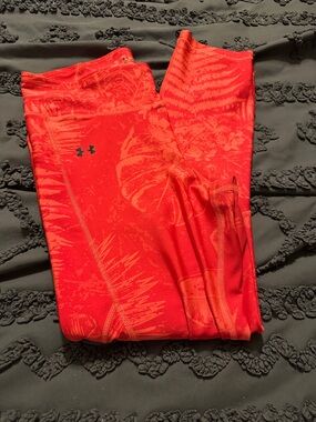 Under Armour Red Floral Print Workout Leggings